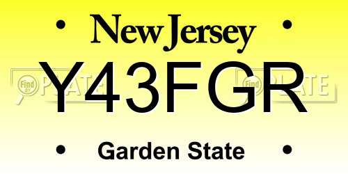 Y43FGR New Jersey License Plate