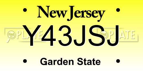 Y43JSJ New Jersey License Plate