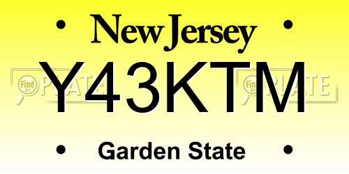 Y43KTM New Jersey License Plate