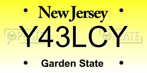 Y43LCY New Jersey License Plate