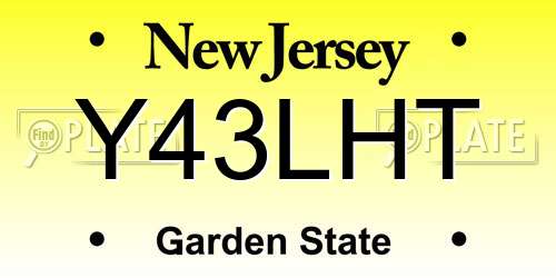 Y43LHT New Jersey License Plate