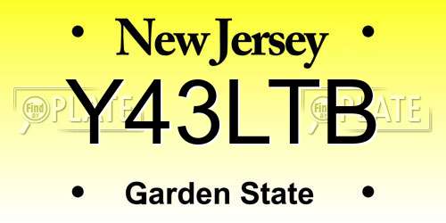 Y43LTB New Jersey License Plate