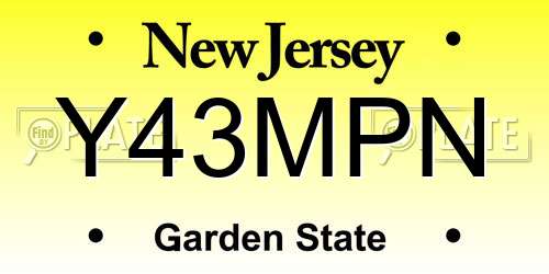 Y43MPN New Jersey License Plate