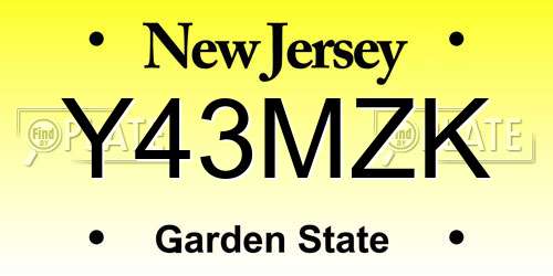 Y43MZK New Jersey License Plate