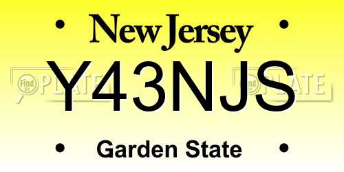 Y43NJS New Jersey License Plate
