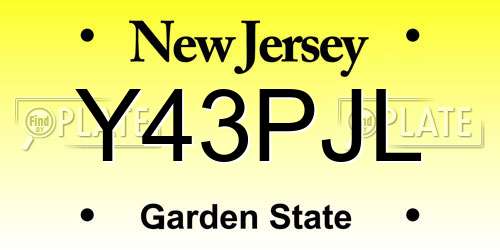 Y43PJL New Jersey License Plate