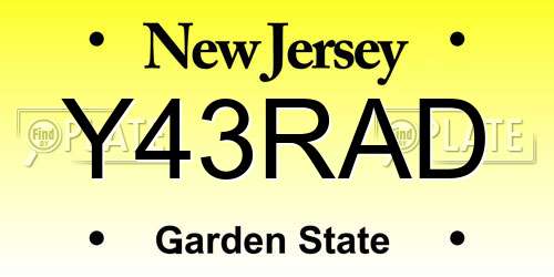 Y43RAD New Jersey License Plate