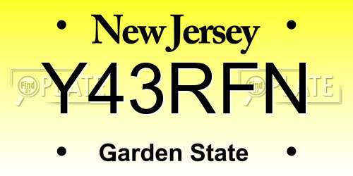 Y43RFN New Jersey License Plate