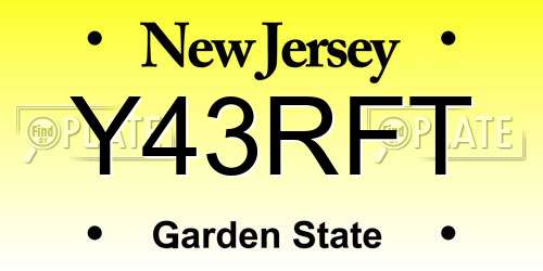 Y43RFT New Jersey License Plate