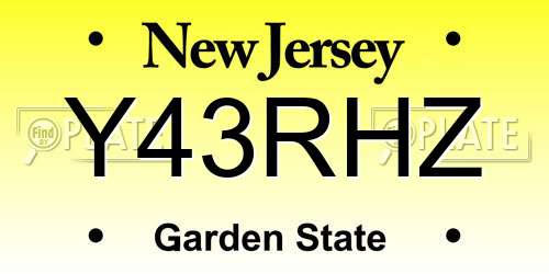 Y43RHZ New Jersey License Plate