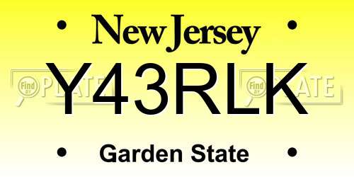 Y43RLK New Jersey License Plate