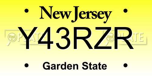 Y43RZR New Jersey License Plate
