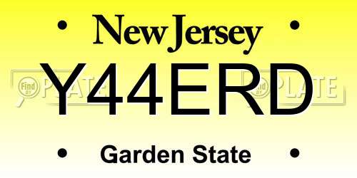 Y44ERD New Jersey License Plate