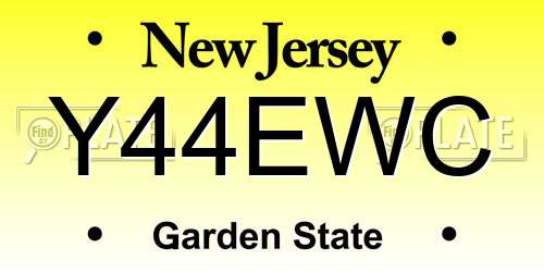 Y44EWC New Jersey License Plate