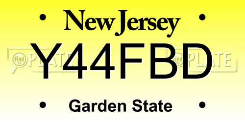 Y44FBD New Jersey License Plate