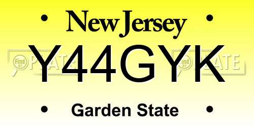 Y44GYK New Jersey License Plate