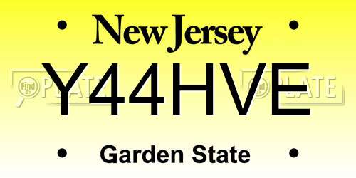 Y44HVE New Jersey License Plate