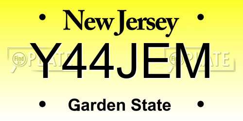 Y44JEM New Jersey License Plate