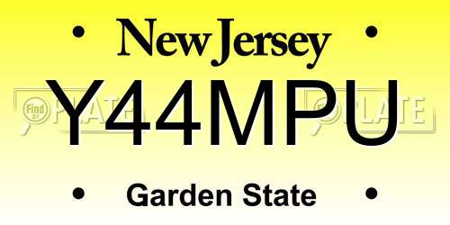 Y44MPU New Jersey License Plate