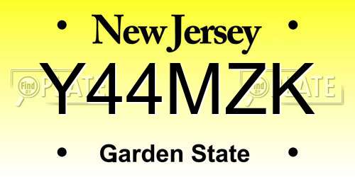 Y44MZK New Jersey License Plate