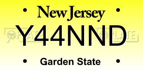 Y44NND New Jersey License Plate