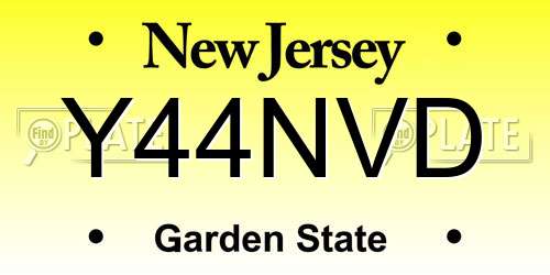 Y44NVD New Jersey License Plate