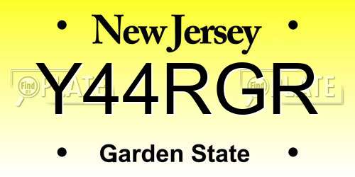 Y44RGR New Jersey License Plate