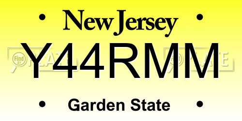 Y44RMM New Jersey License Plate