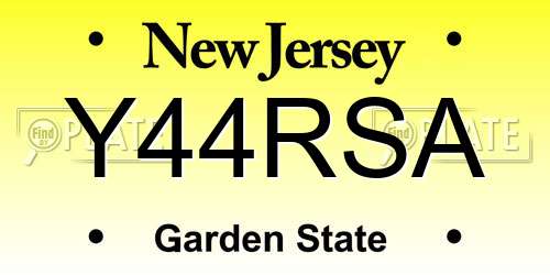 Y44RSA New Jersey License Plate