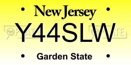 Y44SLW New Jersey License Plate