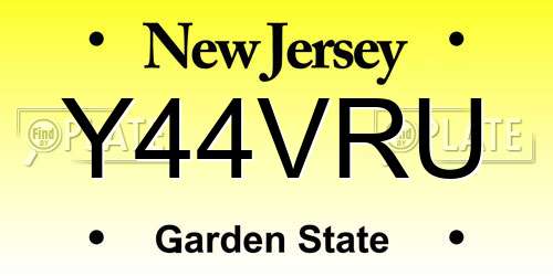 Y44VRU New Jersey License Plate