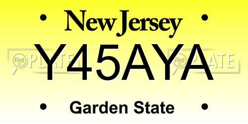 Y45AYA New Jersey License Plate