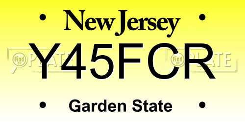 Y45FCR New Jersey License Plate
