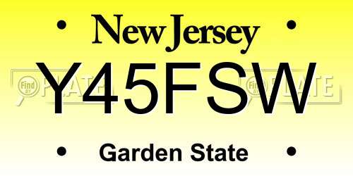 Y45FSW New Jersey License Plate