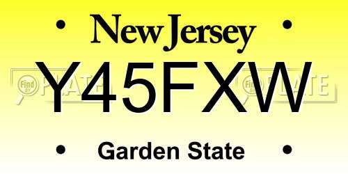 Y45FXW New Jersey License Plate