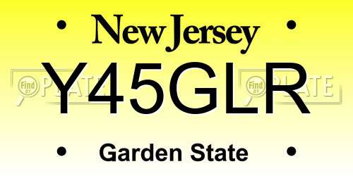Y45GLR New Jersey License Plate