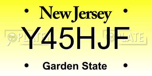Y45HJF New Jersey License Plate