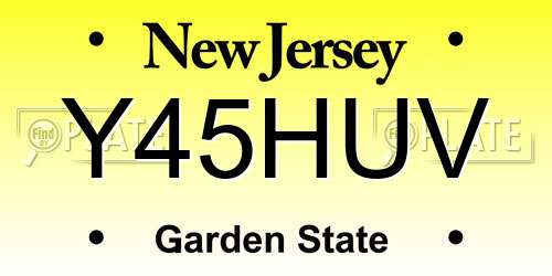 Y45HUV New Jersey License Plate