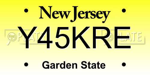 Y45KRE New Jersey License Plate