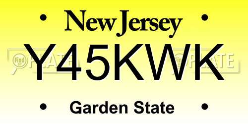 Y45KWK New Jersey License Plate