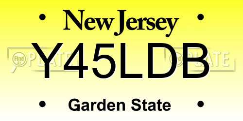 Y45LDB New Jersey License Plate