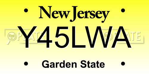 Y45LWA New Jersey License Plate