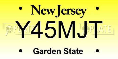Y45MJT New Jersey License Plate