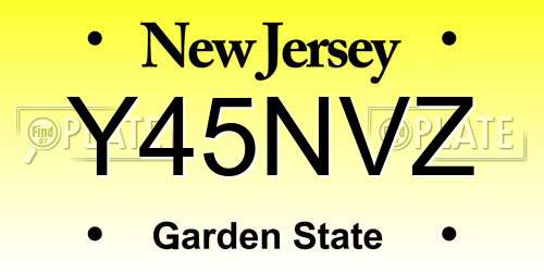 Y45NVZ New Jersey License Plate