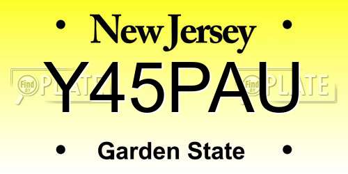 Y45PAU New Jersey License Plate