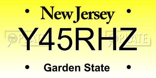 Y45RHZ New Jersey License Plate