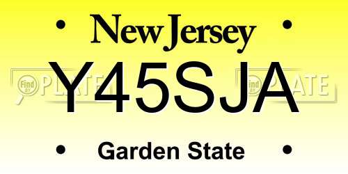 Y45SJA New Jersey License Plate