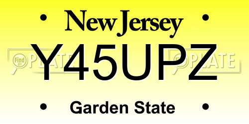 Y45UPZ New Jersey License Plate