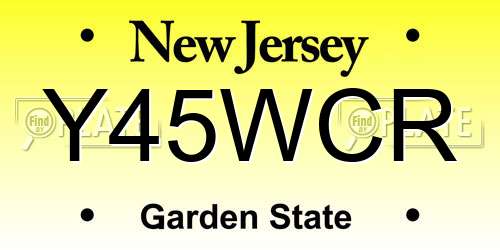 Y45WCR New Jersey License Plate