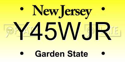Y45WJR New Jersey License Plate